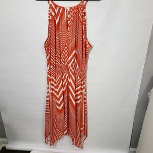 Ashley Stewart Women's Dress Size 26 Orange and White‎ Striped Sundress Beach